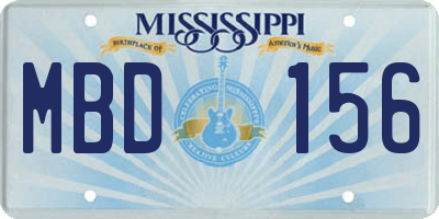 MS license plate MBD156