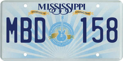 MS license plate MBD158