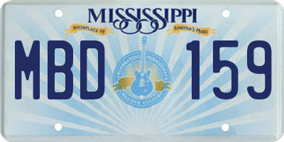 MS license plate MBD159