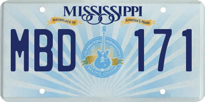 MS license plate MBD171