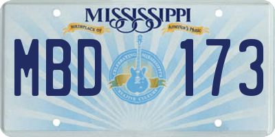 MS license plate MBD173