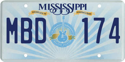 MS license plate MBD174