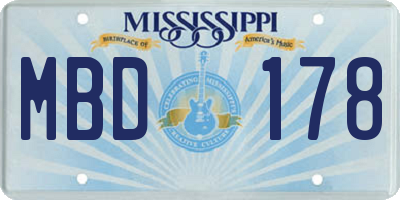 MS license plate MBD178