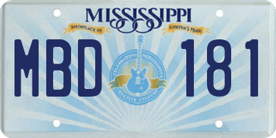 MS license plate MBD181