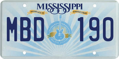 MS license plate MBD190
