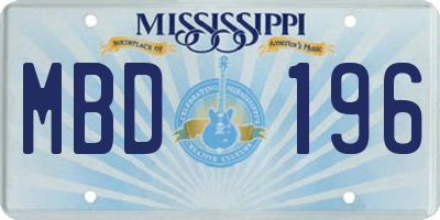 MS license plate MBD196