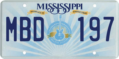 MS license plate MBD197