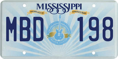 MS license plate MBD198