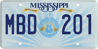 MS license plate MBD201