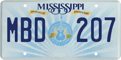 MS license plate MBD207