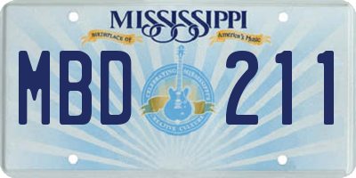 MS license plate MBD211