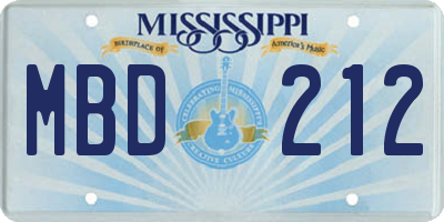MS license plate MBD212