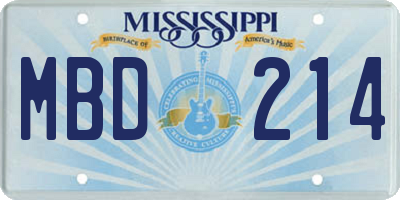 MS license plate MBD214