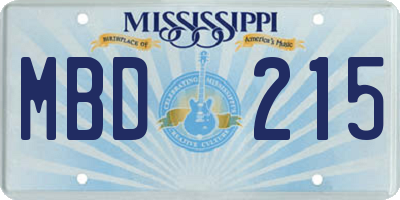 MS license plate MBD215