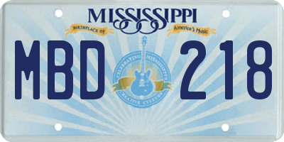 MS license plate MBD218