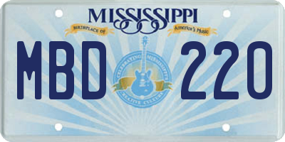 MS license plate MBD220