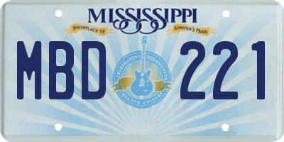 MS license plate MBD221