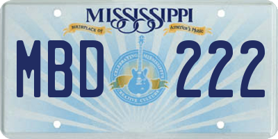 MS license plate MBD222