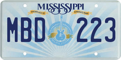 MS license plate MBD223