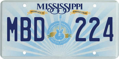 MS license plate MBD224