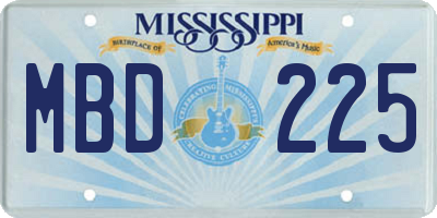 MS license plate MBD225