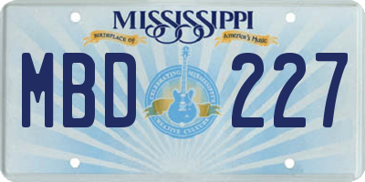 MS license plate MBD227