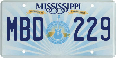 MS license plate MBD229