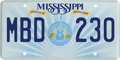 MS license plate MBD230