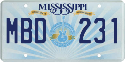 MS license plate MBD231