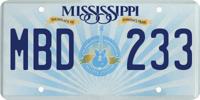 MS license plate MBD233