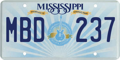 MS license plate MBD237