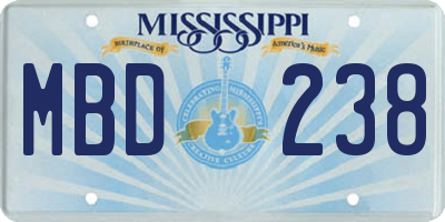 MS license plate MBD238