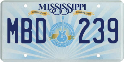 MS license plate MBD239