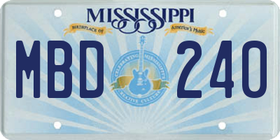 MS license plate MBD240