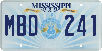 MS license plate MBD241