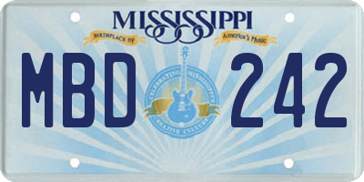 MS license plate MBD242