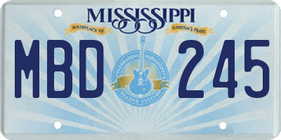 MS license plate MBD245