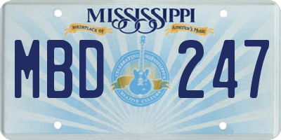 MS license plate MBD247