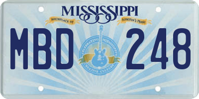 MS license plate MBD248