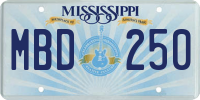 MS license plate MBD250