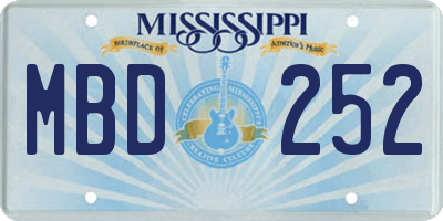 MS license plate MBD252