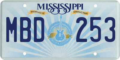 MS license plate MBD253