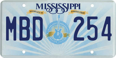 MS license plate MBD254