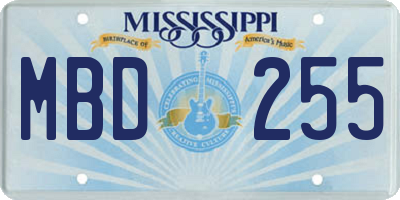 MS license plate MBD255