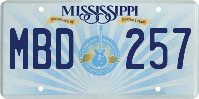 MS license plate MBD257