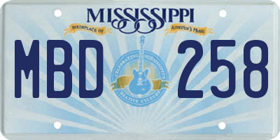 MS license plate MBD258
