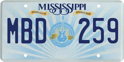 MS license plate MBD259
