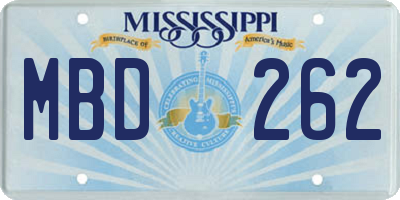 MS license plate MBD262