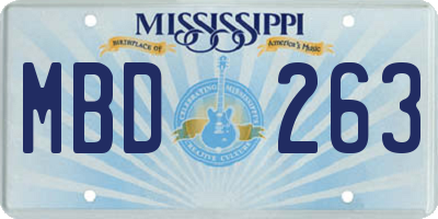 MS license plate MBD263