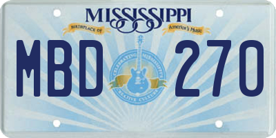 MS license plate MBD270